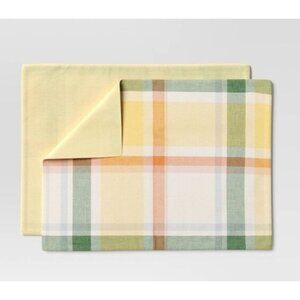 Target 2pk Yellow Plaid Placemats/Chargers Threshold 14 in x 19 in